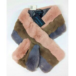 Jocelyn Women's Striped Faux Fur Scarf Blush O/S (MSRP $125)